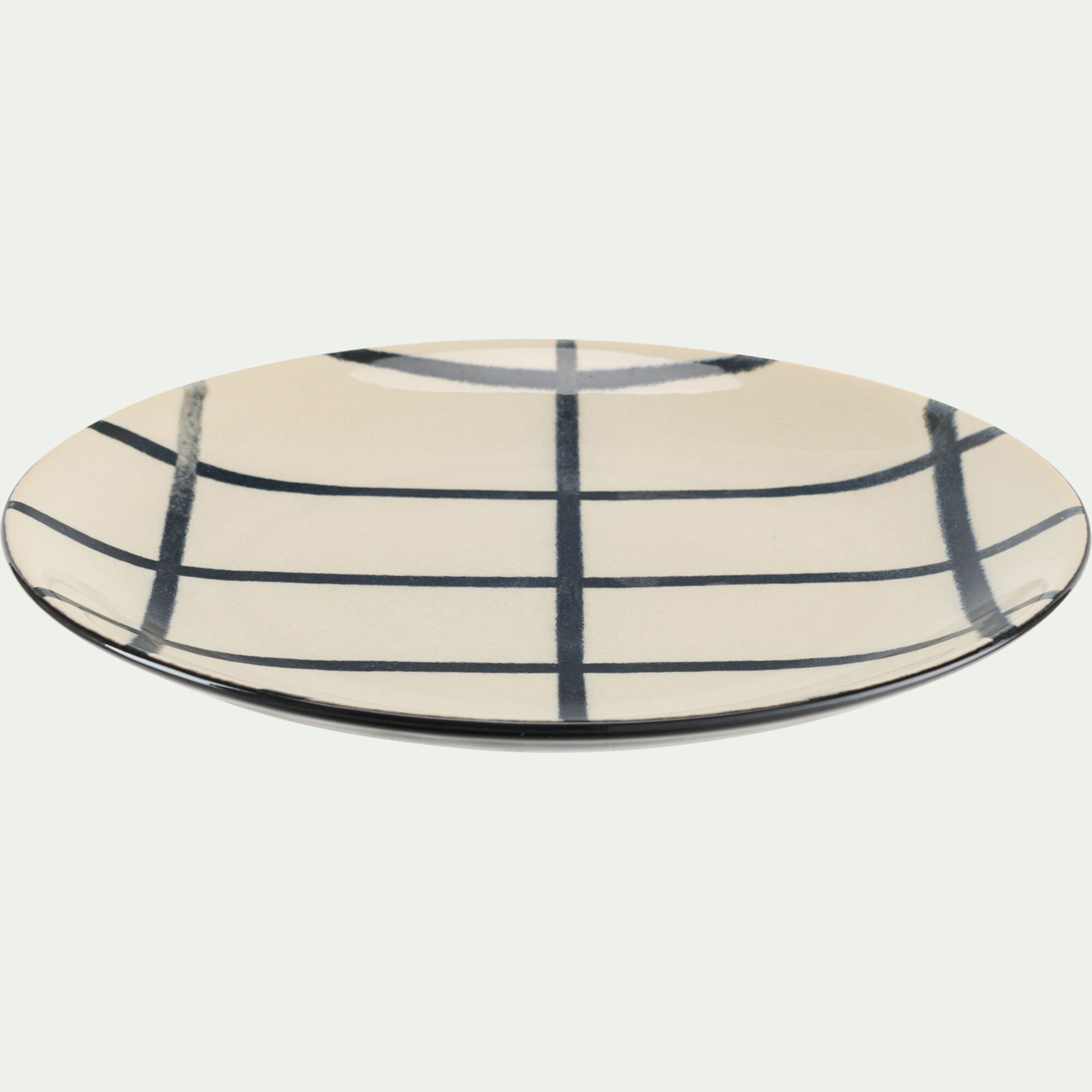 FRIA - Assiette à dessert rayée en grès D21,6cm - blanc