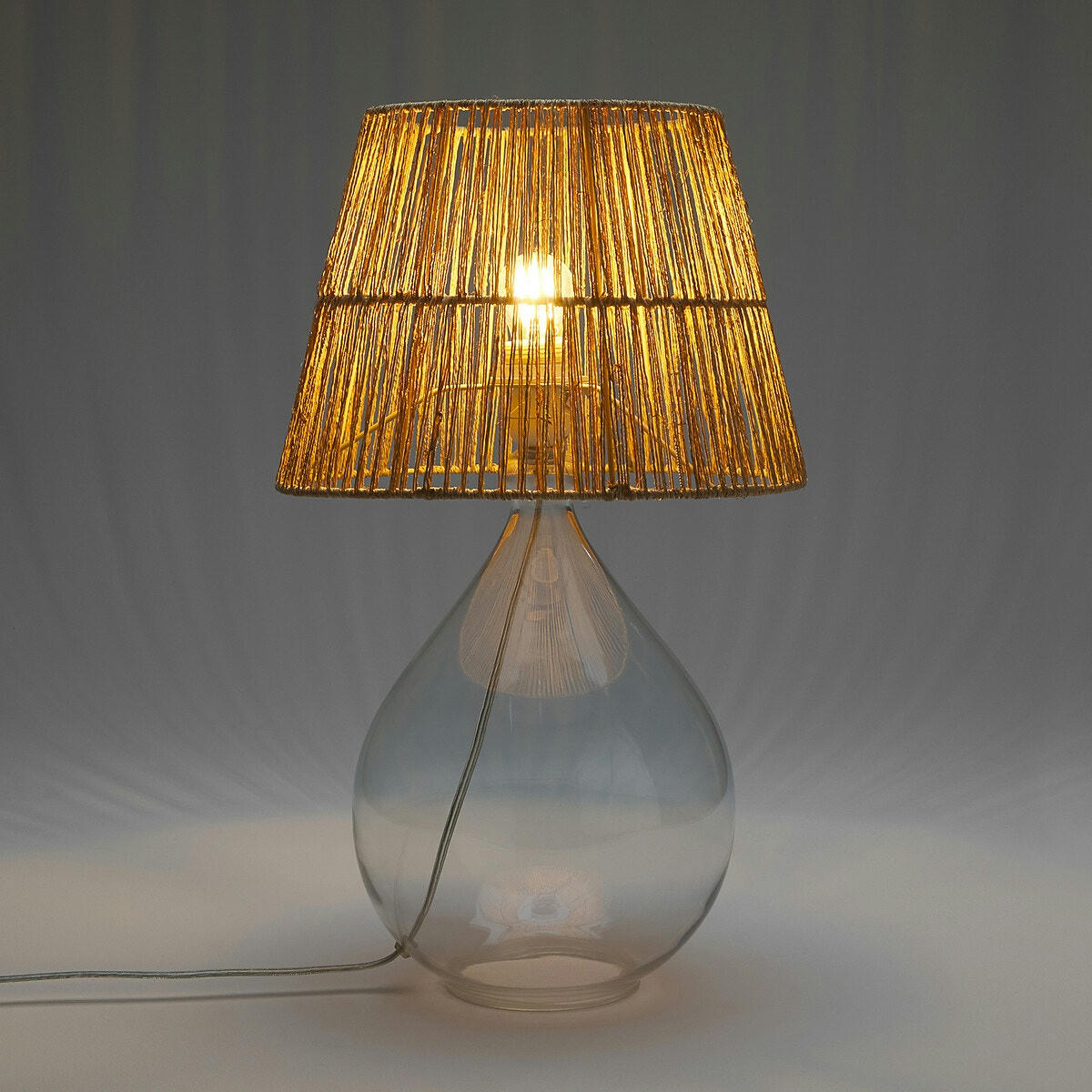 Lampe à poser verre et chanvre, Yaku