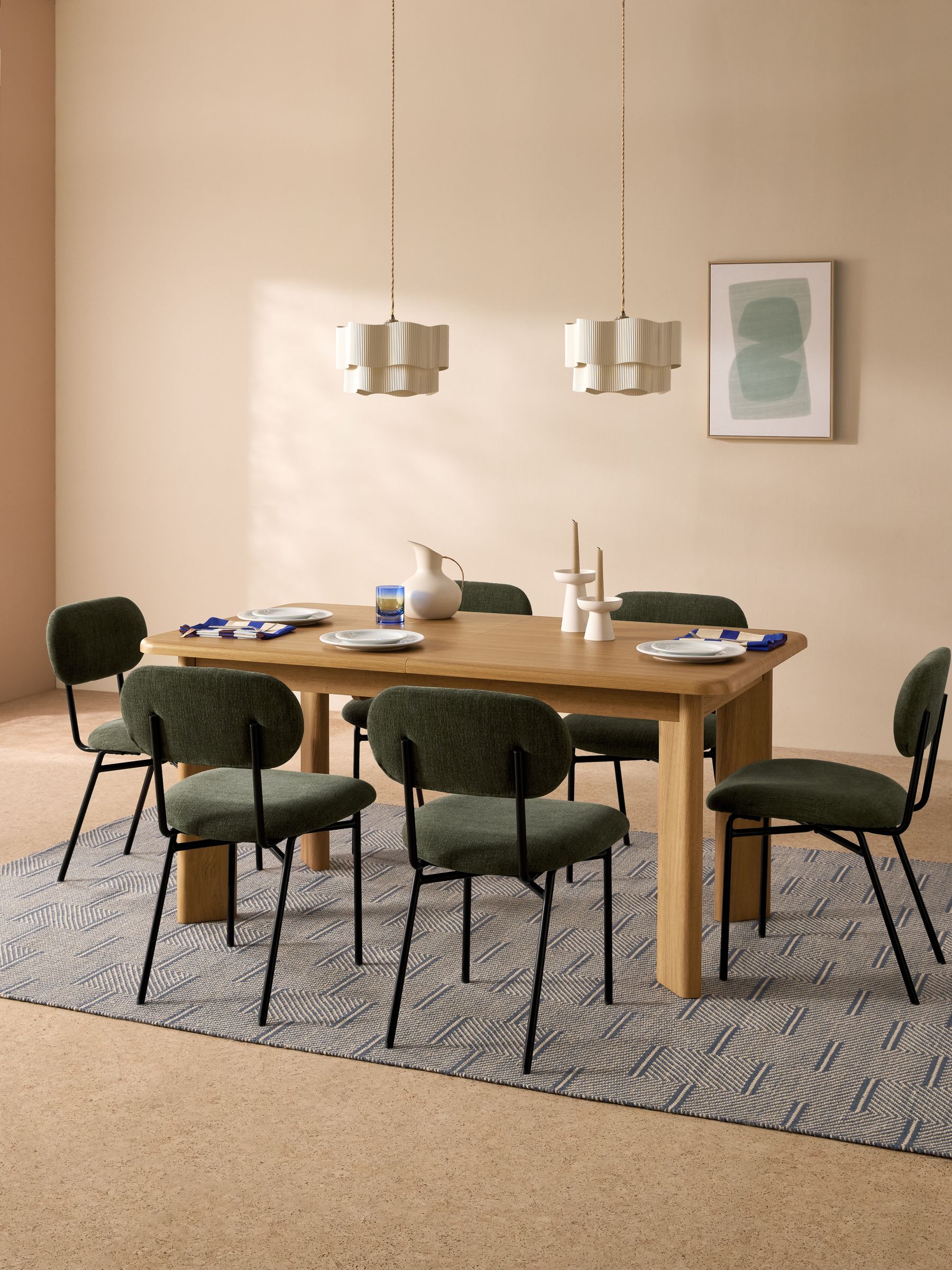 Zeke 6 to 8 Seater Extending Rectangular Seater Dining Table in Oak Effect