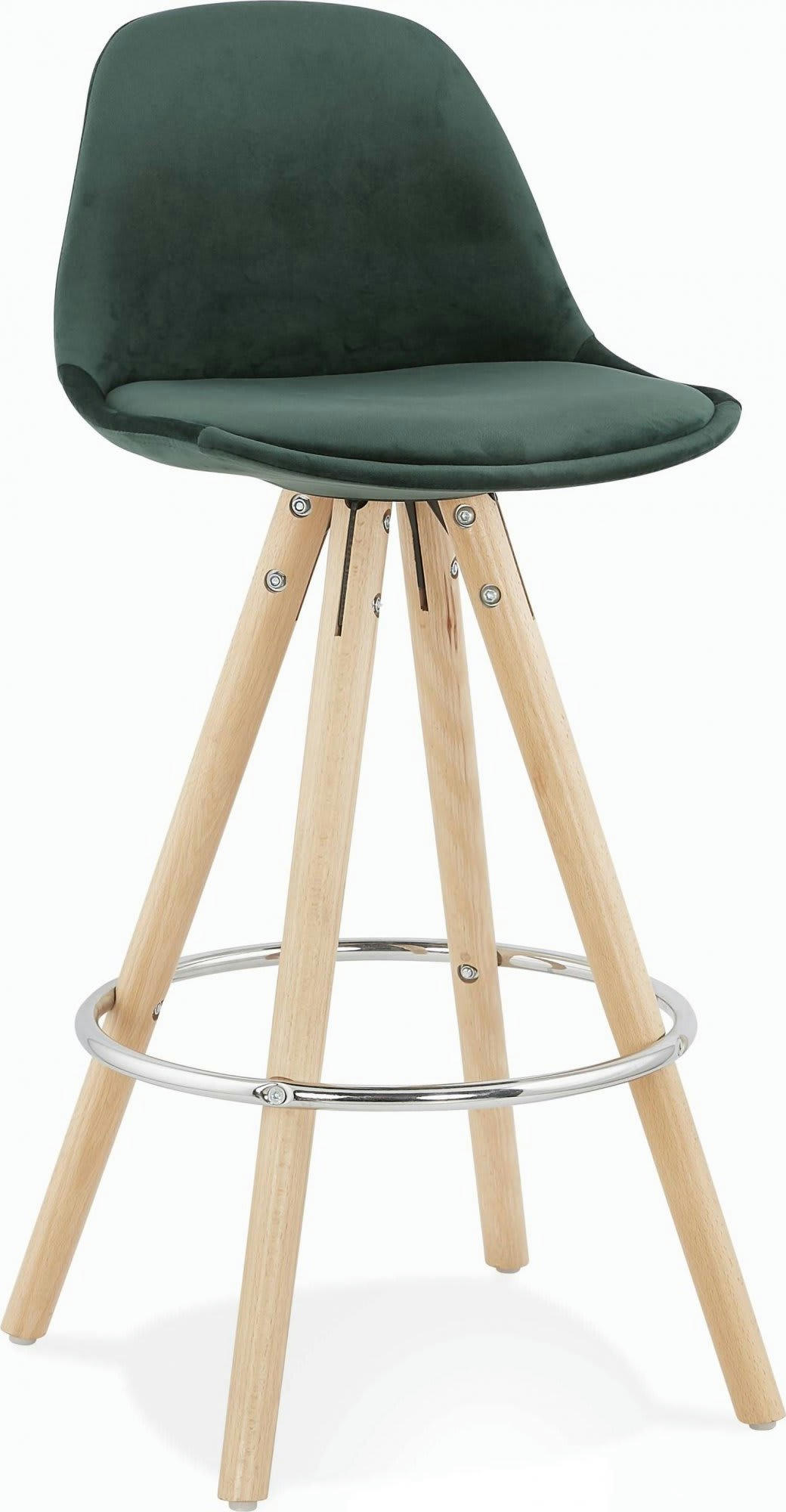 FRANKY - Tabouret de bar Tissu Vert H. assise 65 cm rembourré