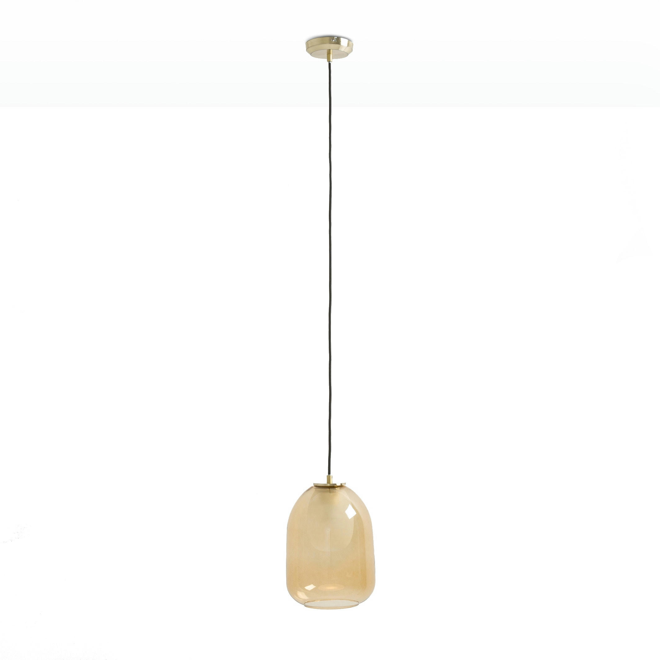 Suspension laiton et verre ambré Ø20 cm, Bumble