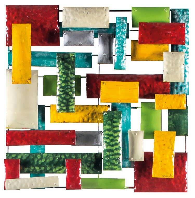 BIG-BEL - Décoration murale en métal, rectangles multicolores 50x50