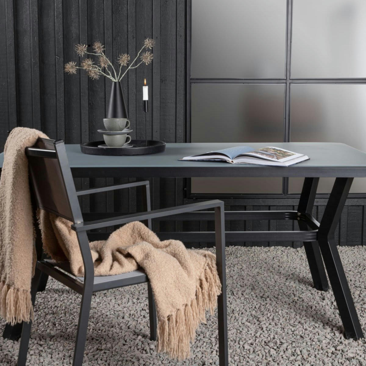 MATTIA - Table de jardin 160x90cm en aluminium gris