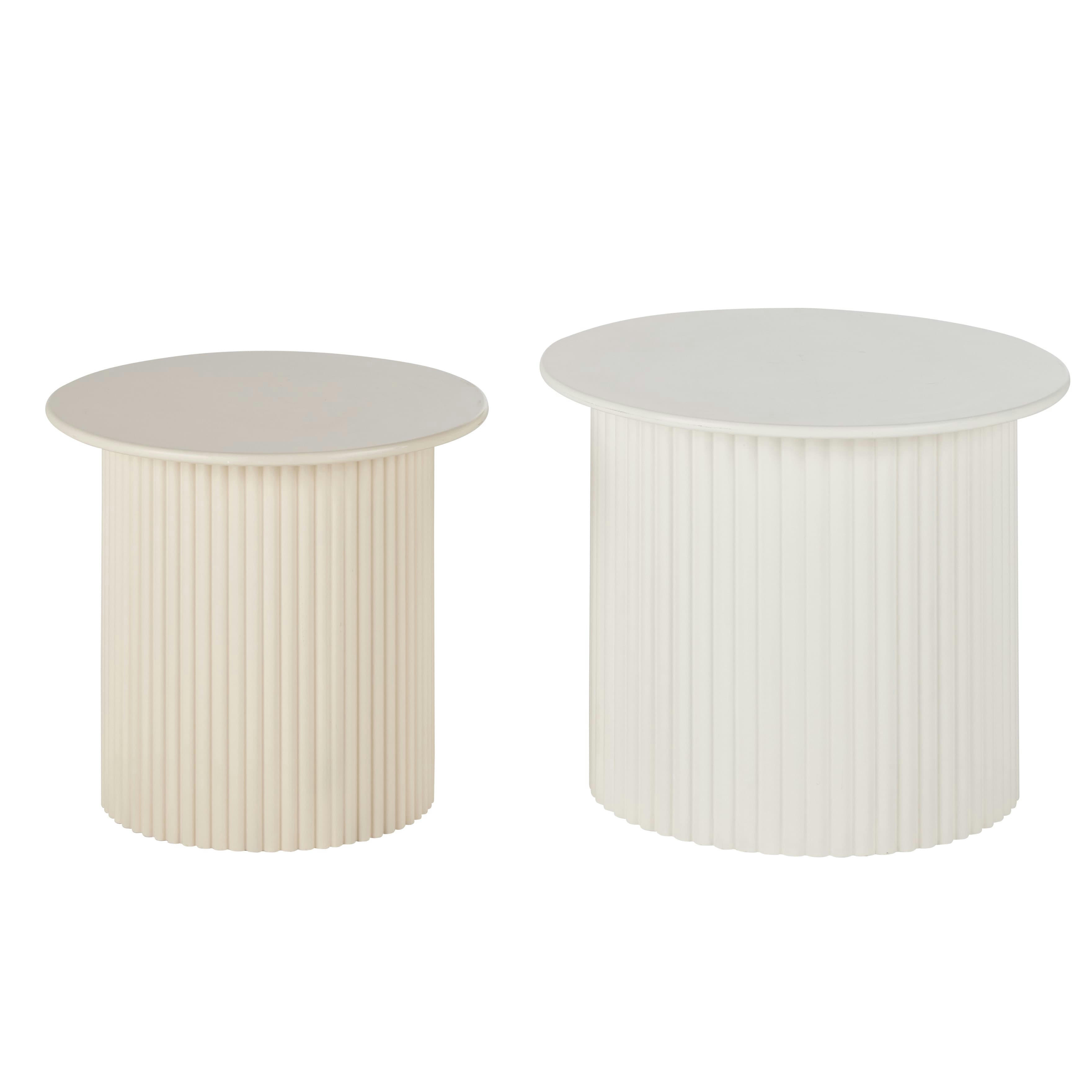 ROMEO - Bouts de canapé blanc et beige (x2)