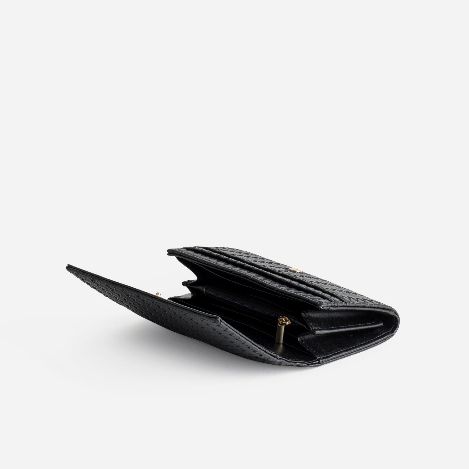 Portefeuille noir tressé