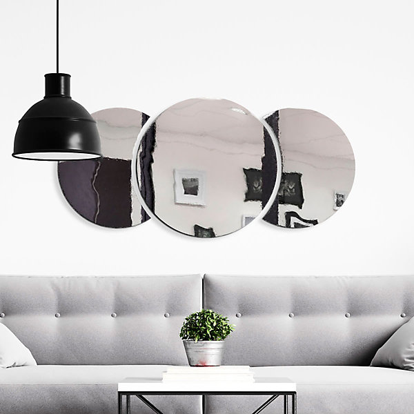 3 stickers miroirs rond et demi-lune - Autocollants stickers adhésifs effet miroir