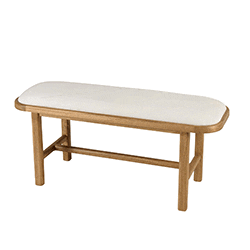 Banc 1 place avec coussin blanc en bois de mindi TIVARO