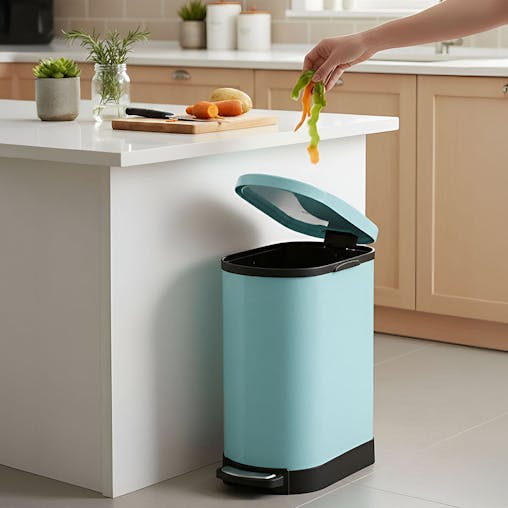 SOGA 4X Stainless Steel Foot Pedal Bin U Shape Blue 10L