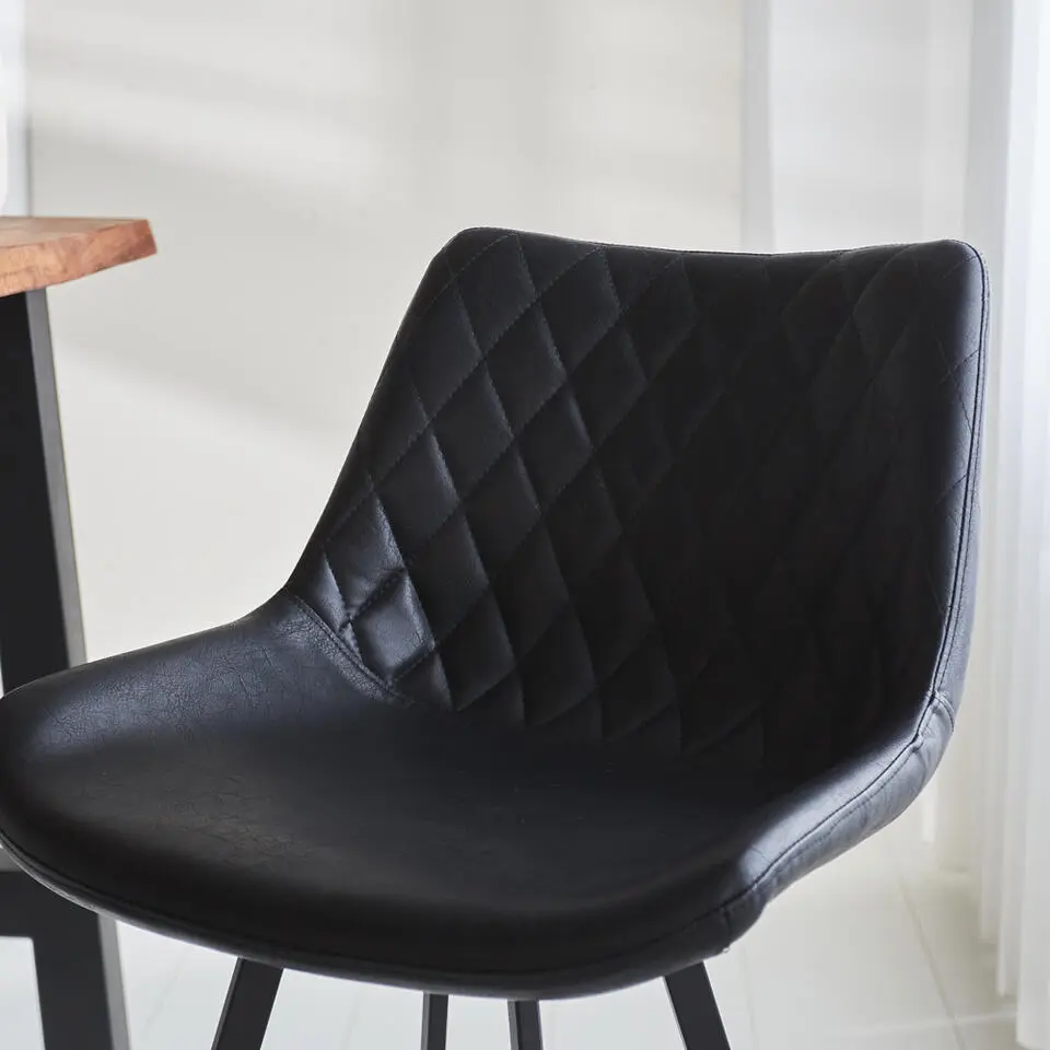 Industri?le barkruk Juno Zwart - Zithoogte 70 cm - Kunstleder - Zwart