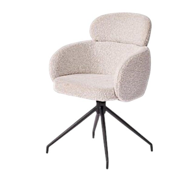 Fauteuil de table pivotant beige bouclette (lot de 2) LOMBARDIE