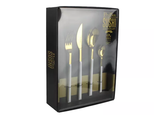 Komplet sztućców 24 cz. na 6 osób PINTI1929 - Sushi Anniversary Gold&Black (2.5 mm) - pudełko 23.17Z0.K091.K24