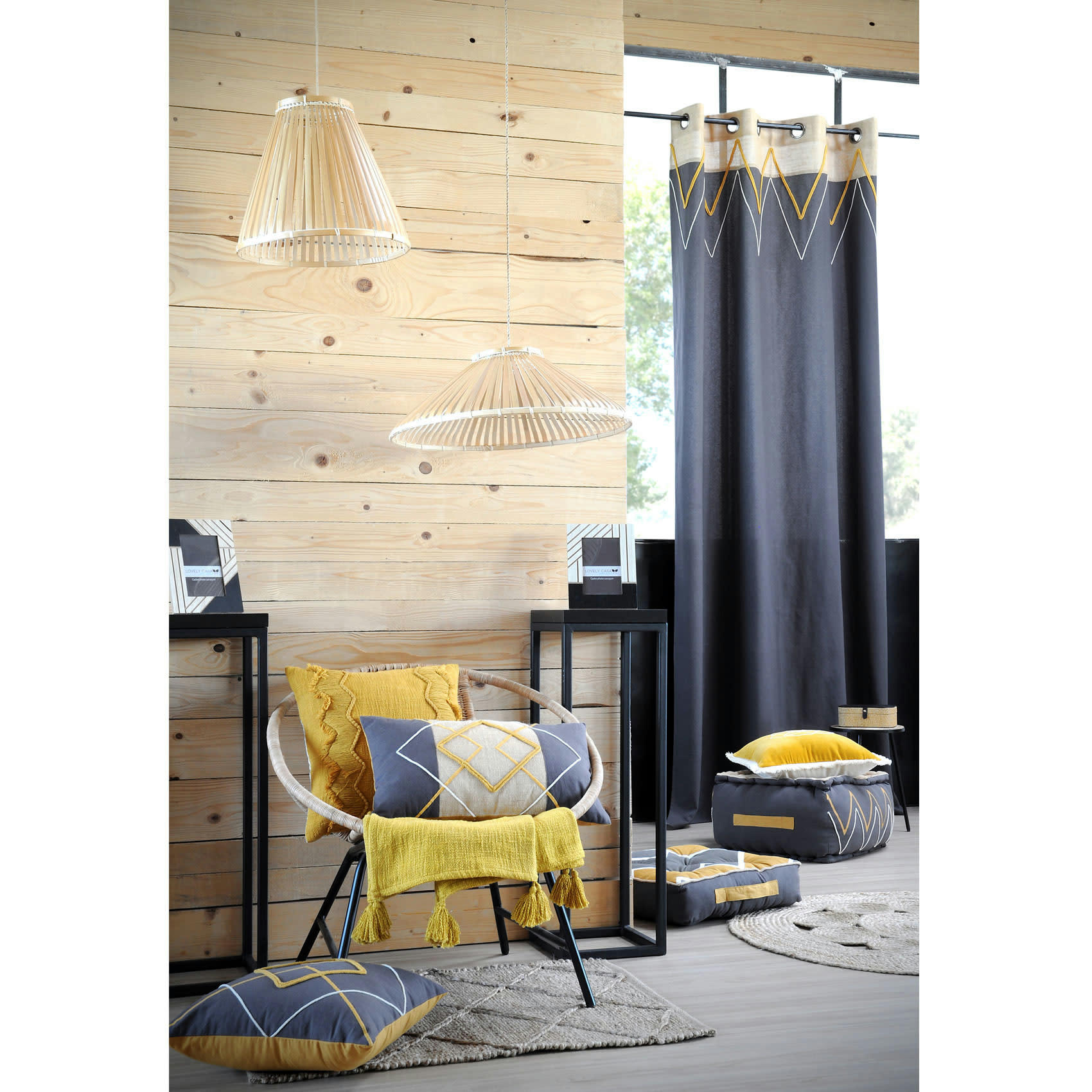 - Rideau tamisant alabama jute/coton gris anthracite 140x260 cm