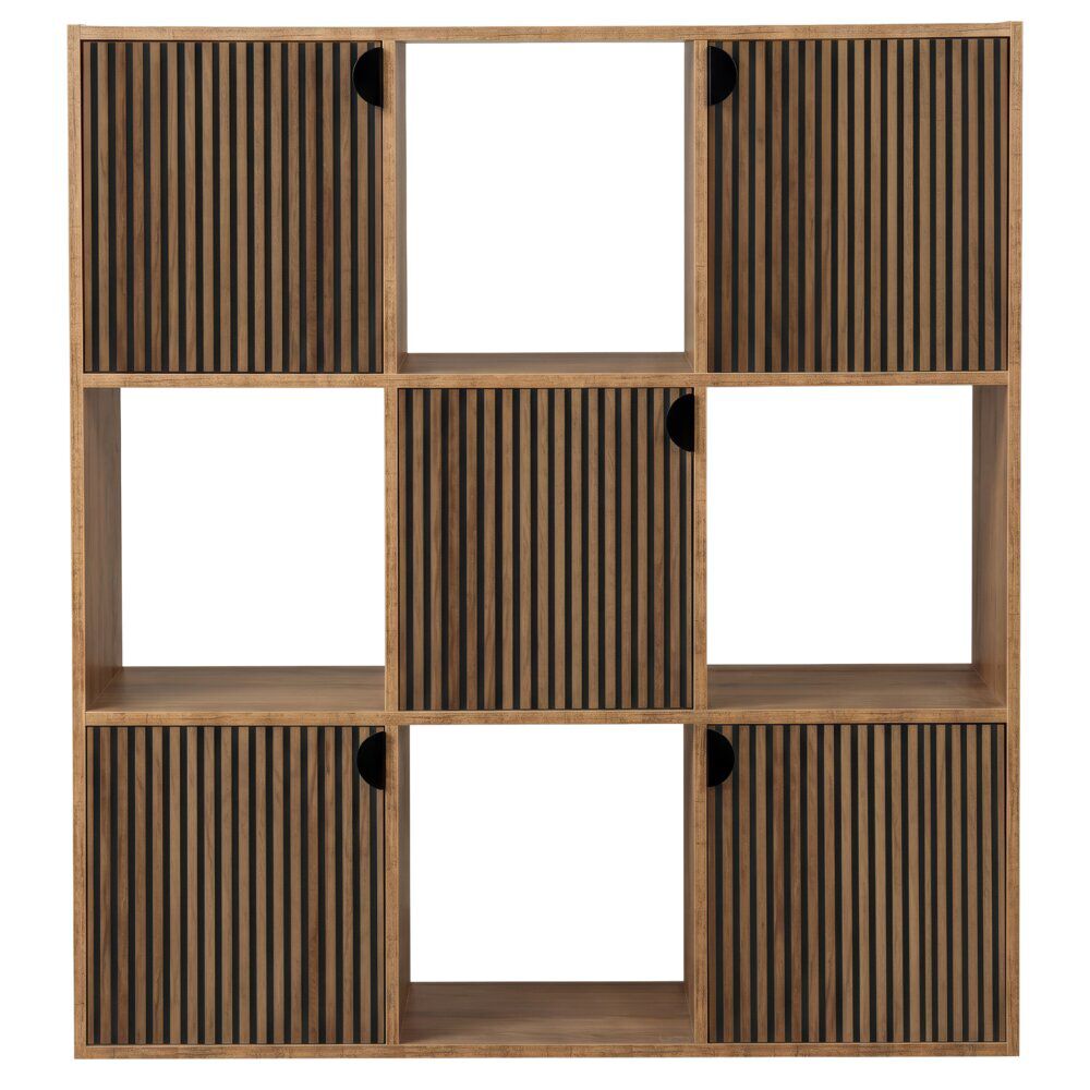 étagère Adam 9 cases 5 portes en bois brun L90xP29,5xH90cm