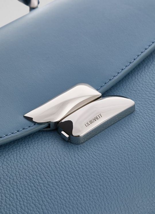 Darcie Blue Leather Top Handle Crossbody Bag