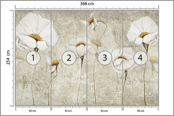 Papier Peint Photo FLEURS Plantes Style Rétro Pour Chambre 368cm x 254cm