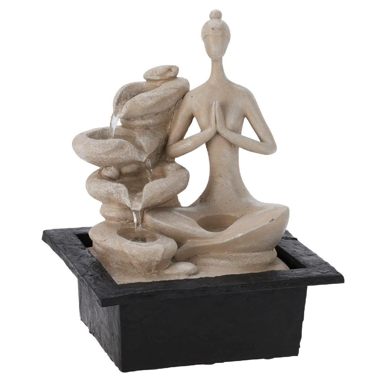 Fontanna pokojowa LED z figurą joginki pozycja drzewa poliresin 29 cm