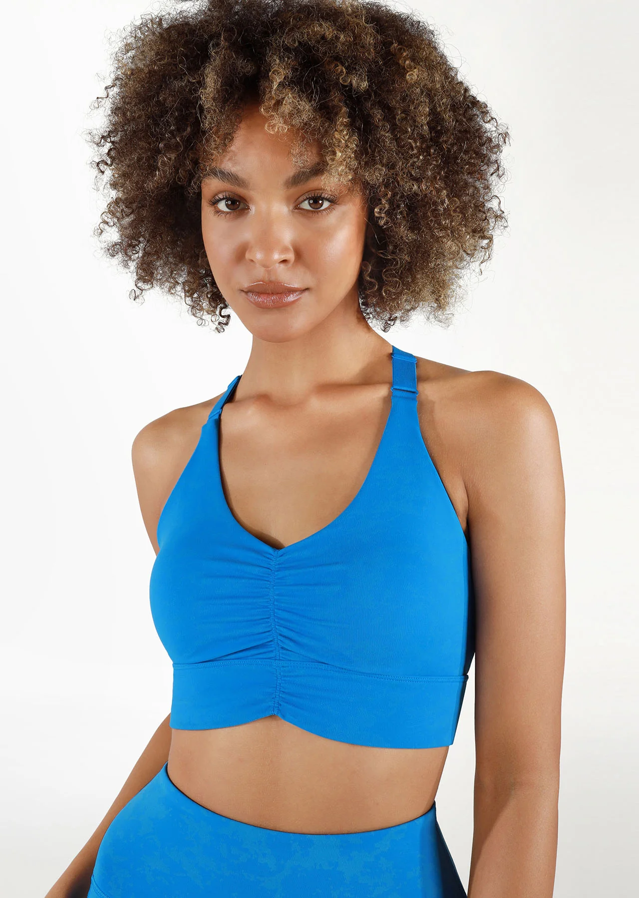 Azure Ruched Sports Bra