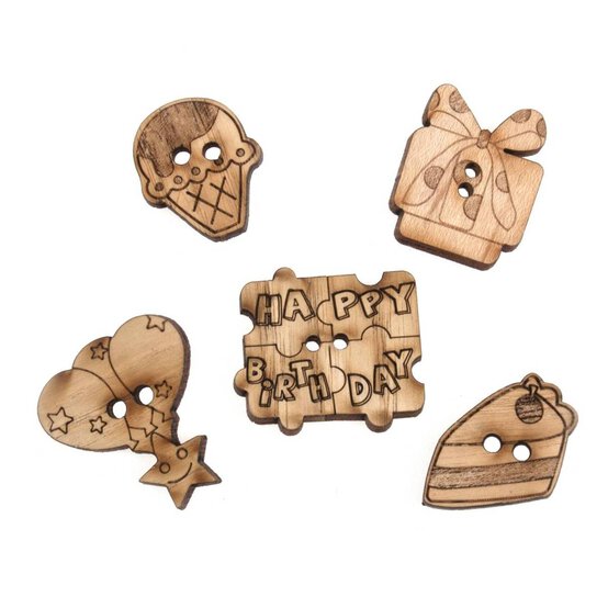 Trimits Wooden Birthday Buttons 5 Pieces