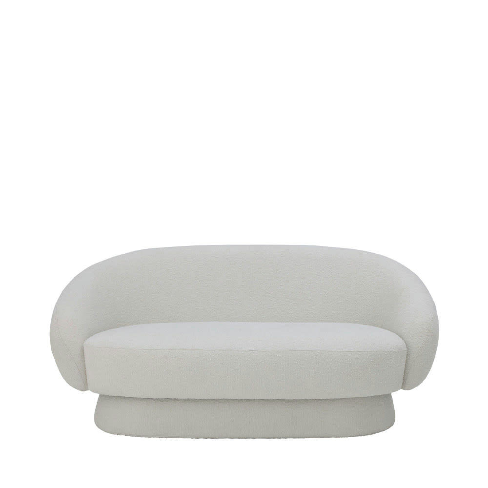 TED - Canapé 2 places en tissu bouclette blanc