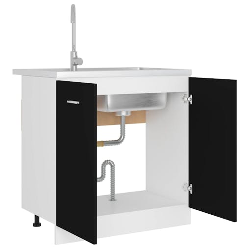 NNEVL Sink Bottom Cabinet Black 80x46x81.5 cm Chipboard