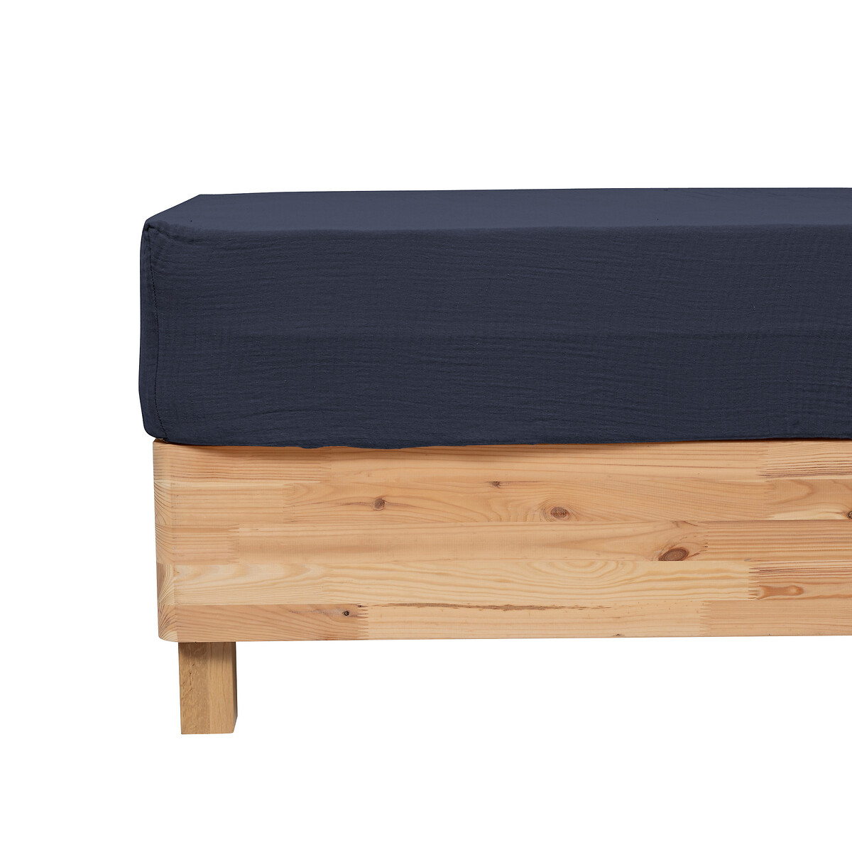 Fitted sheet "Flora" Cotton gauze, Blue, 140x190 cm