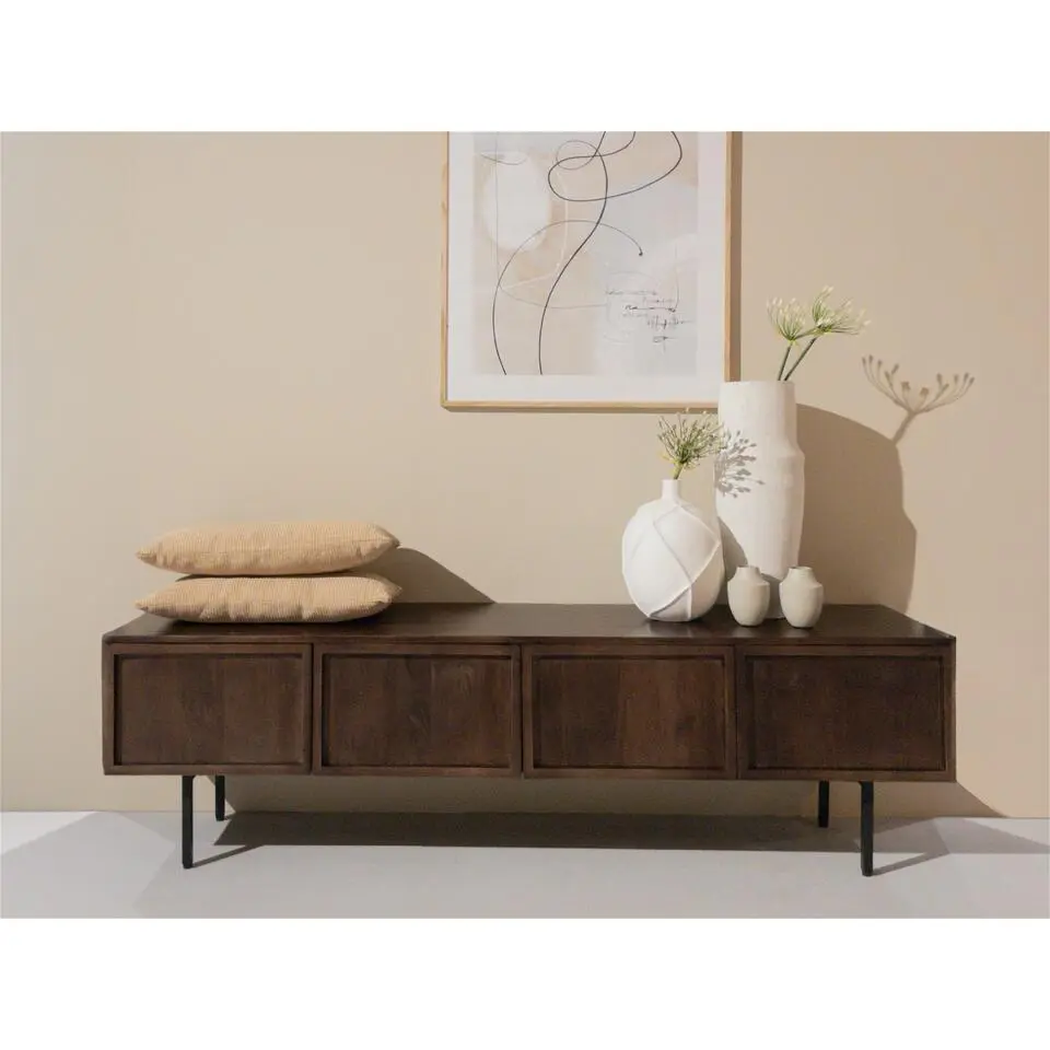 Tv-Meubel Bruin Mangohout - 180x40x50cm - Elan