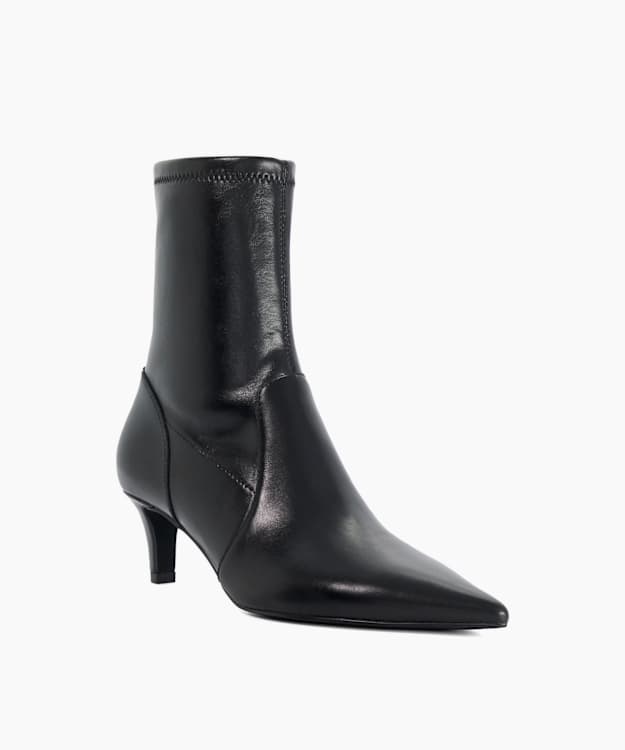 Olivies Black - Leather Heeled Ankle Boots