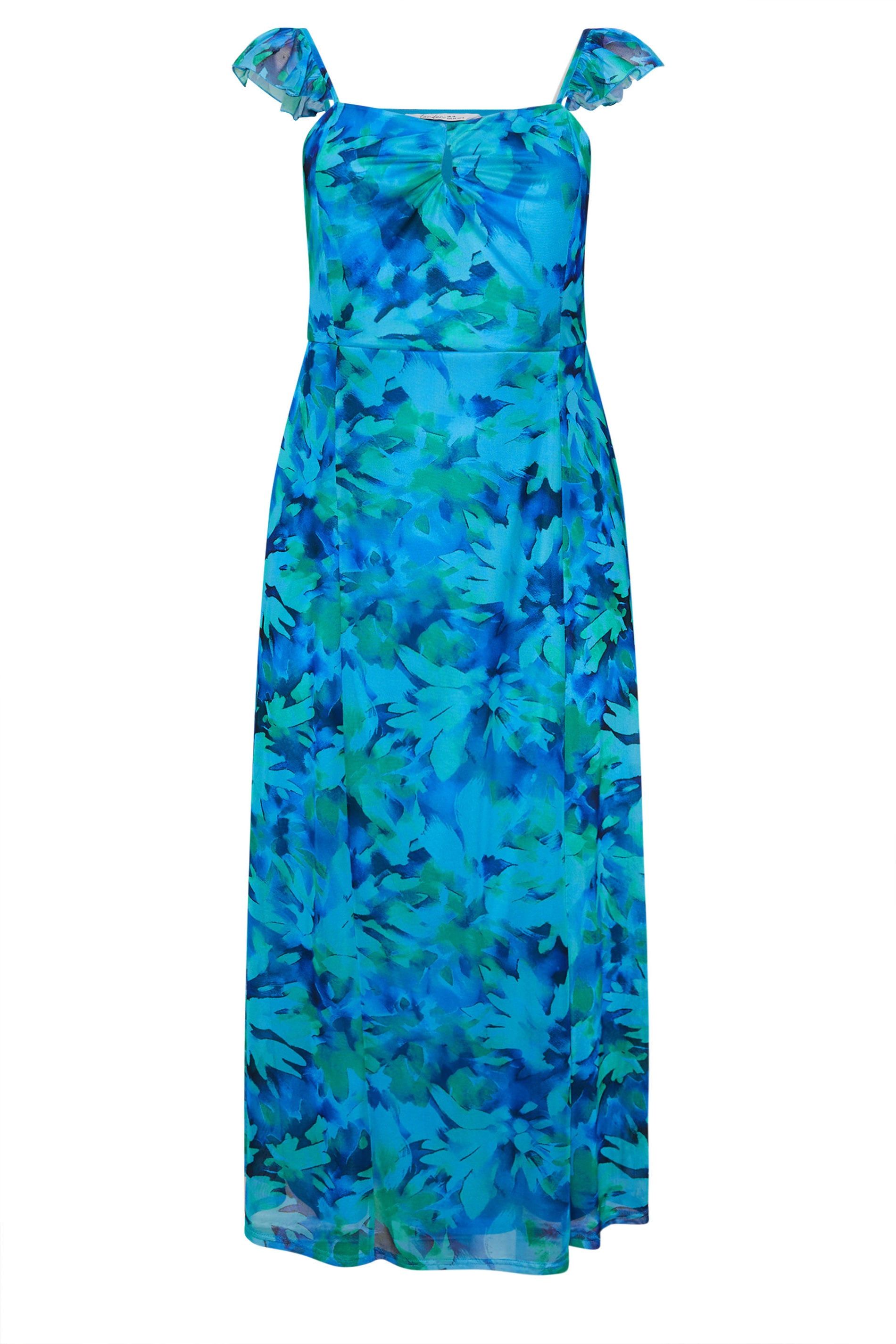 Yours Abstract Keyhole Ruffle Maxi Dress