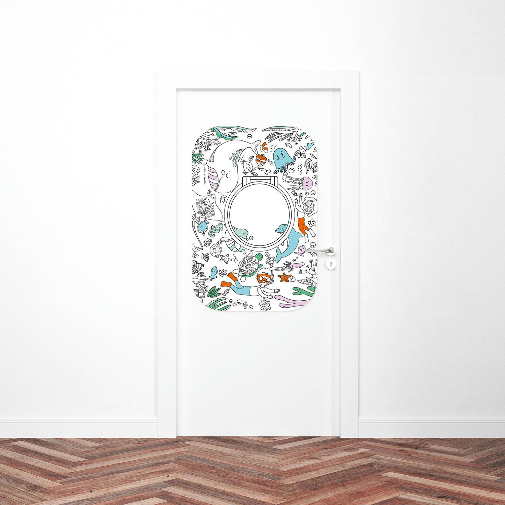 COLORIBOARD 95X65CM AVEC 8 FEUTRES - Coloriboard océan + 8 feutres lavables