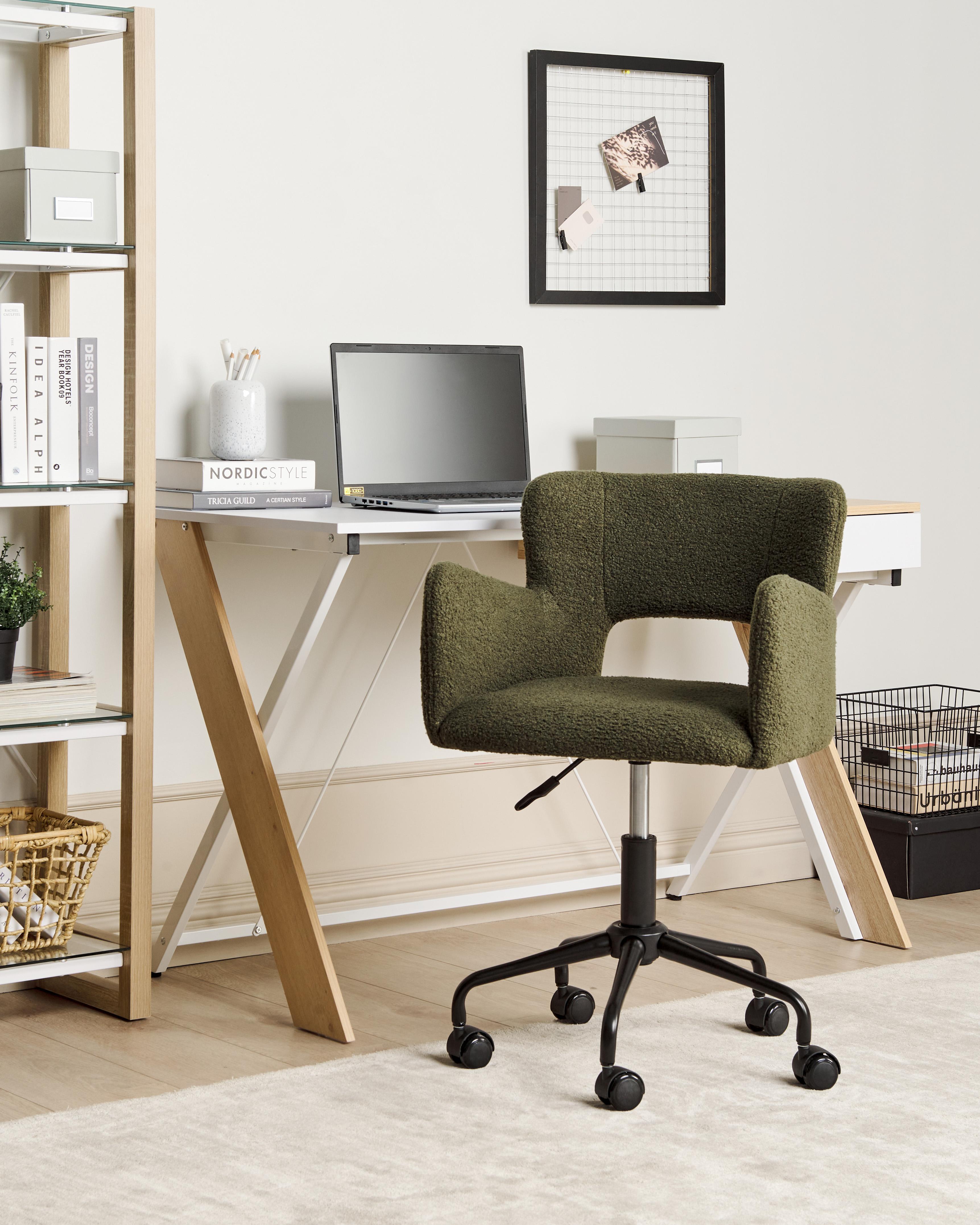 Desk Chair SANILAC II Boucle Dark Green