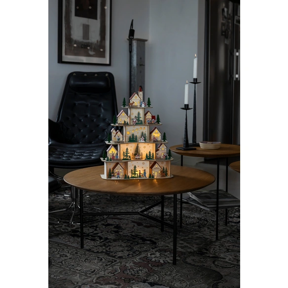 LED-Szenerie, Holz, LxBxH: 38x15x47 cm, naturfarben, warmweiß