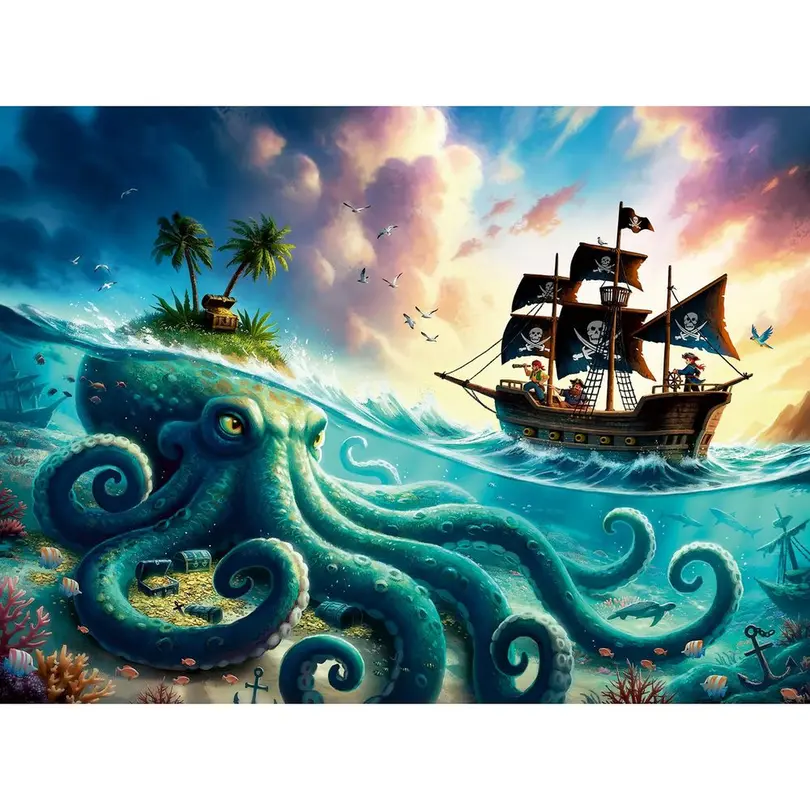 Puzzle 100er-Set Der Schatz des Kraken