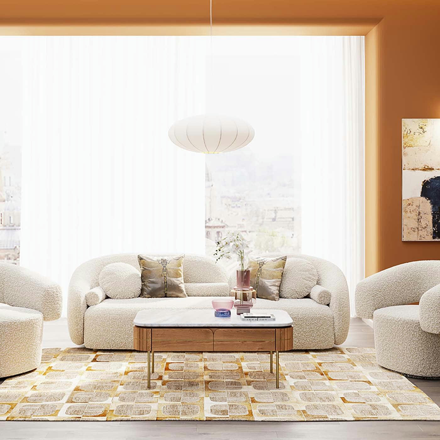 KELLY - Canapé 3 places en polyester crème