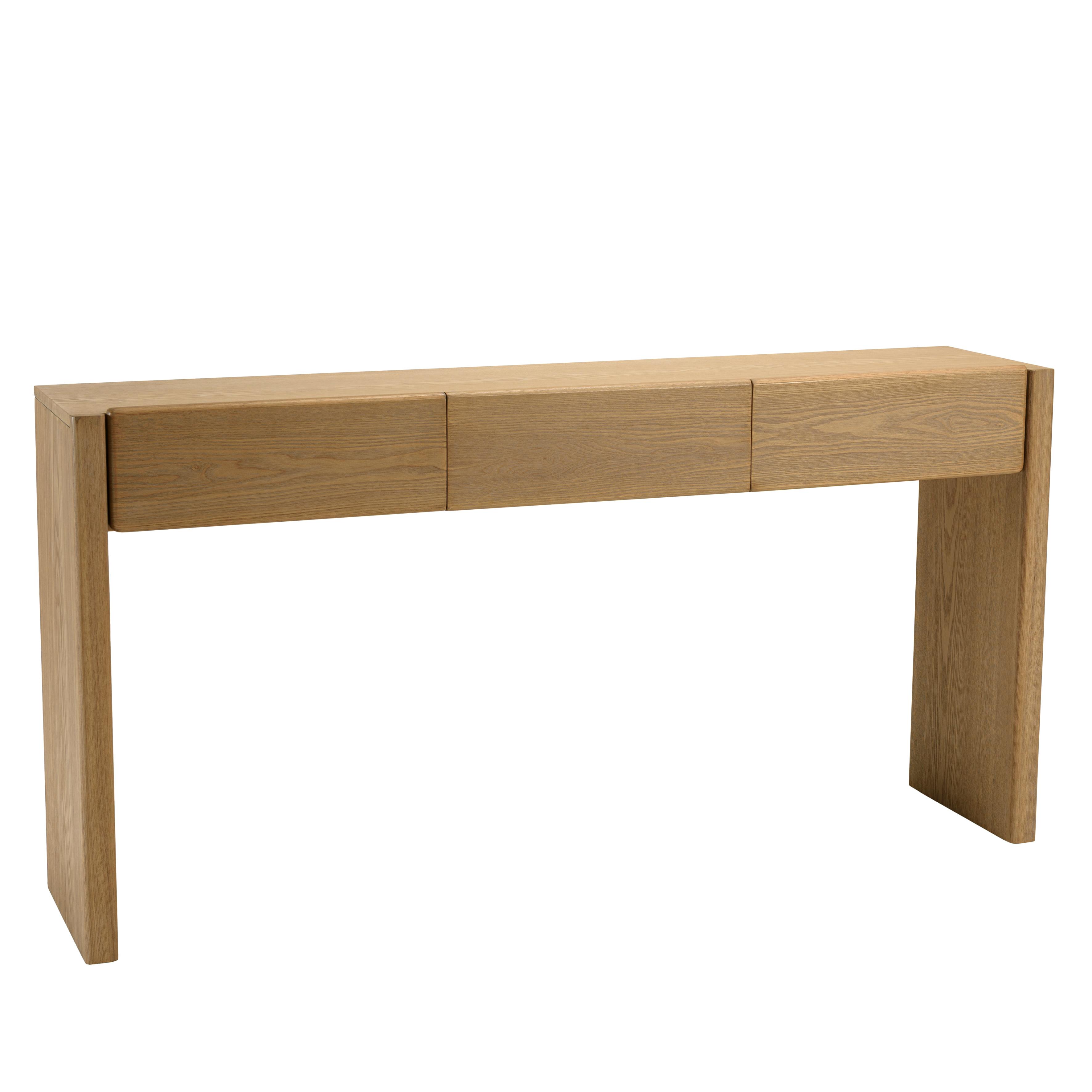Console couleur naturelle 3 tiroirs design arrondi VELAR