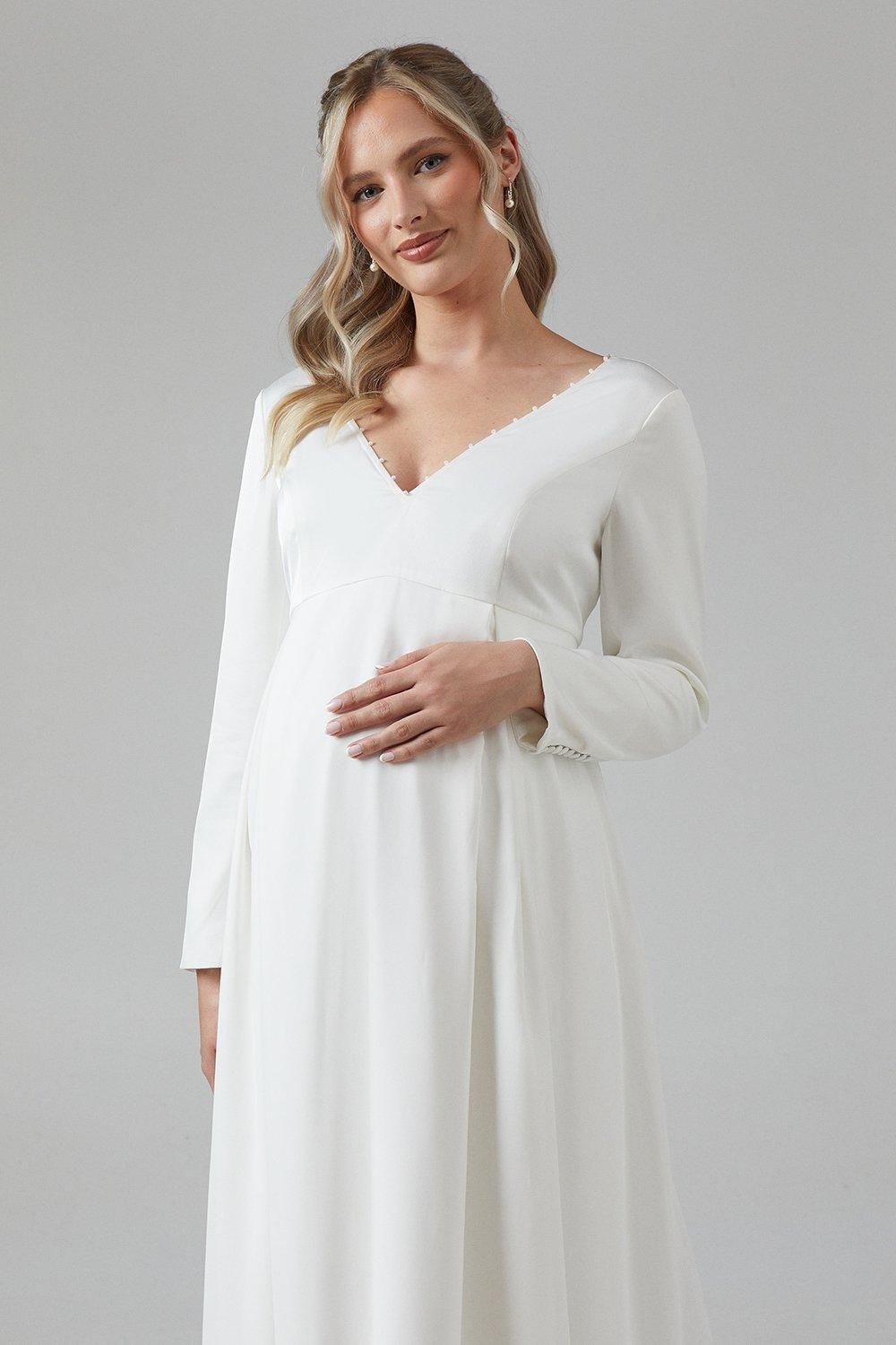 Coast Maternity Chiffon Overlayer Long Sleeve Wedding Dress