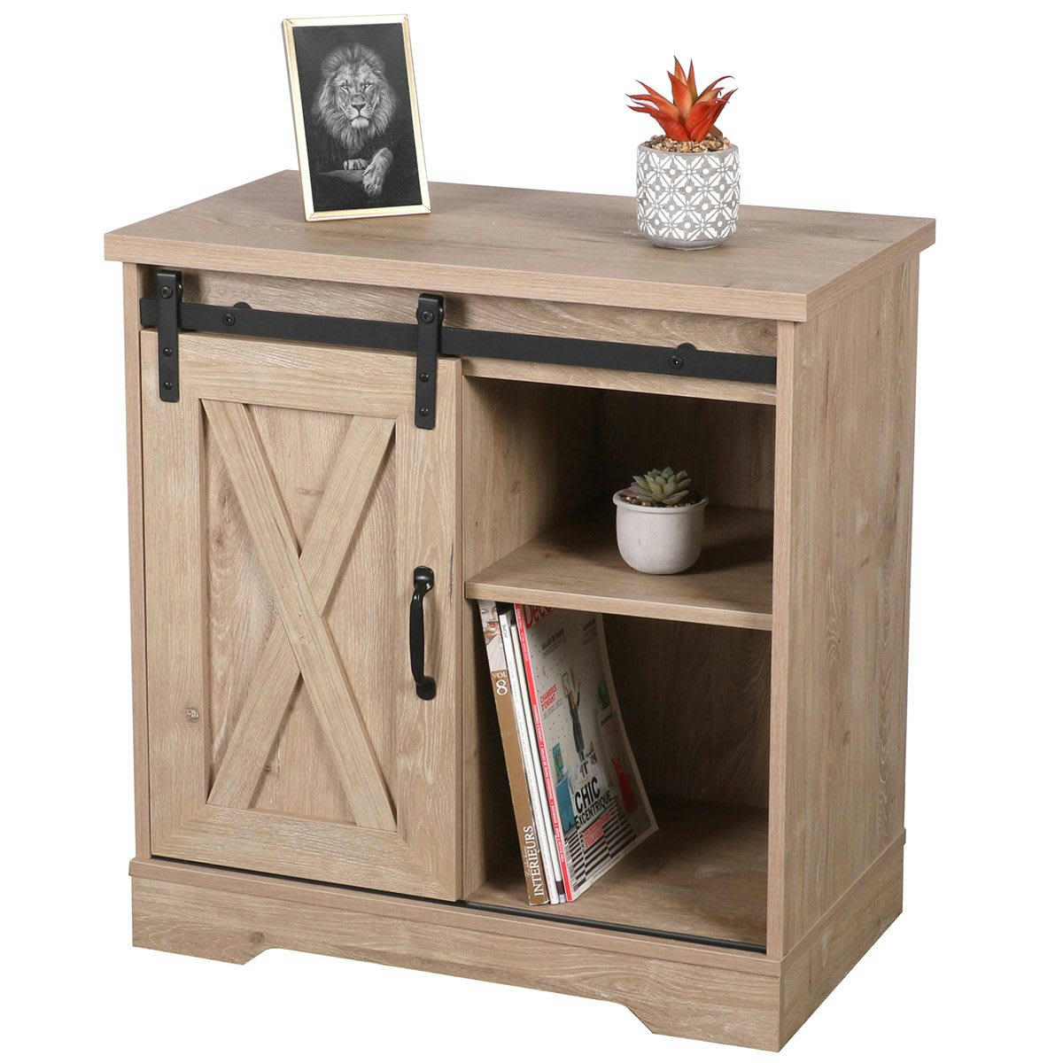 - Commode bois 1 porte coulissante 70x39.5x71.5cm