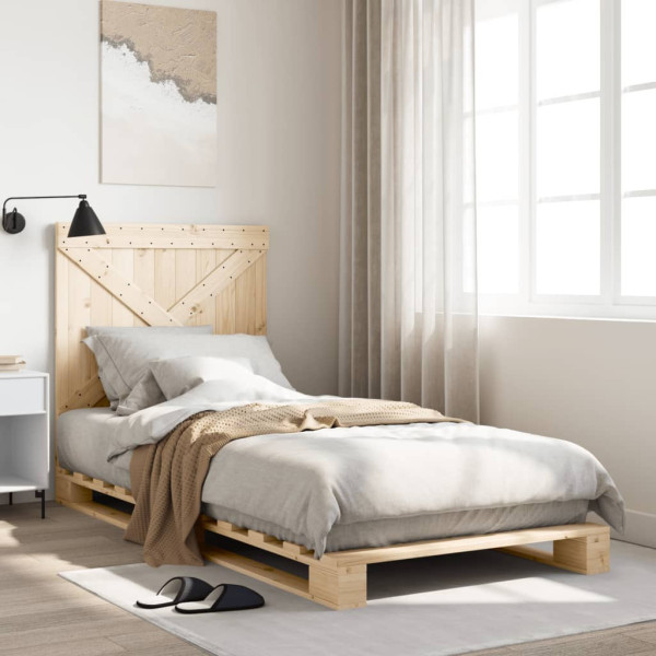 Rama łóżka z wezgłowiem 90x200 cm lite drewno sosnowe