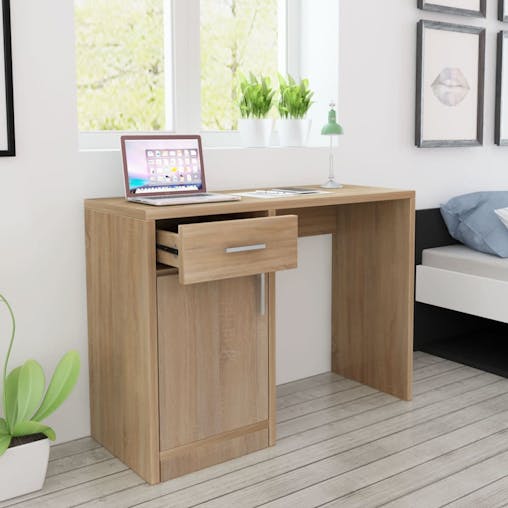 NNEVL Desk with Drawer and Cabinet Oak 100x40x73 cm