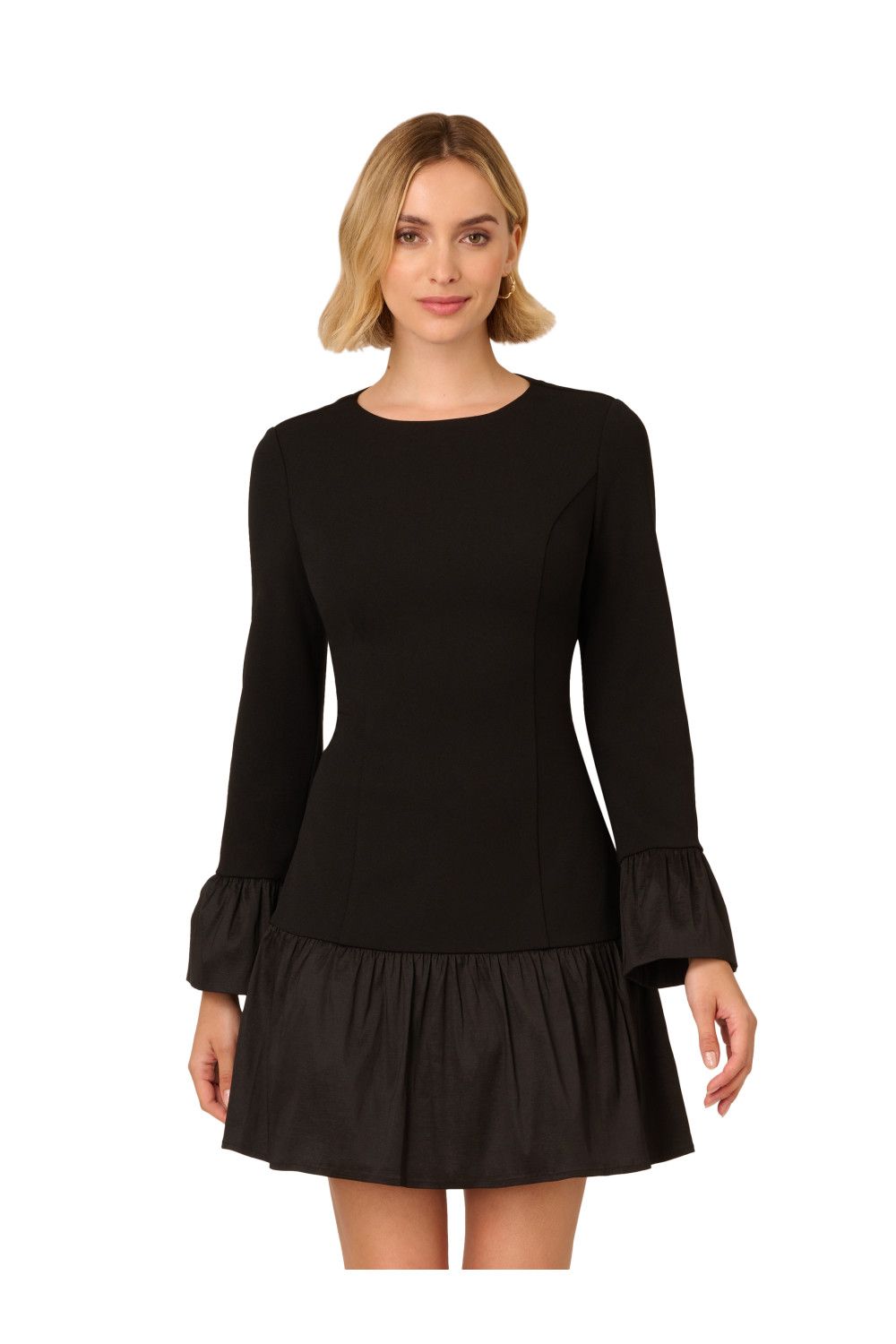 Adrianna Papell Crepe And Taffeta Midi Dress