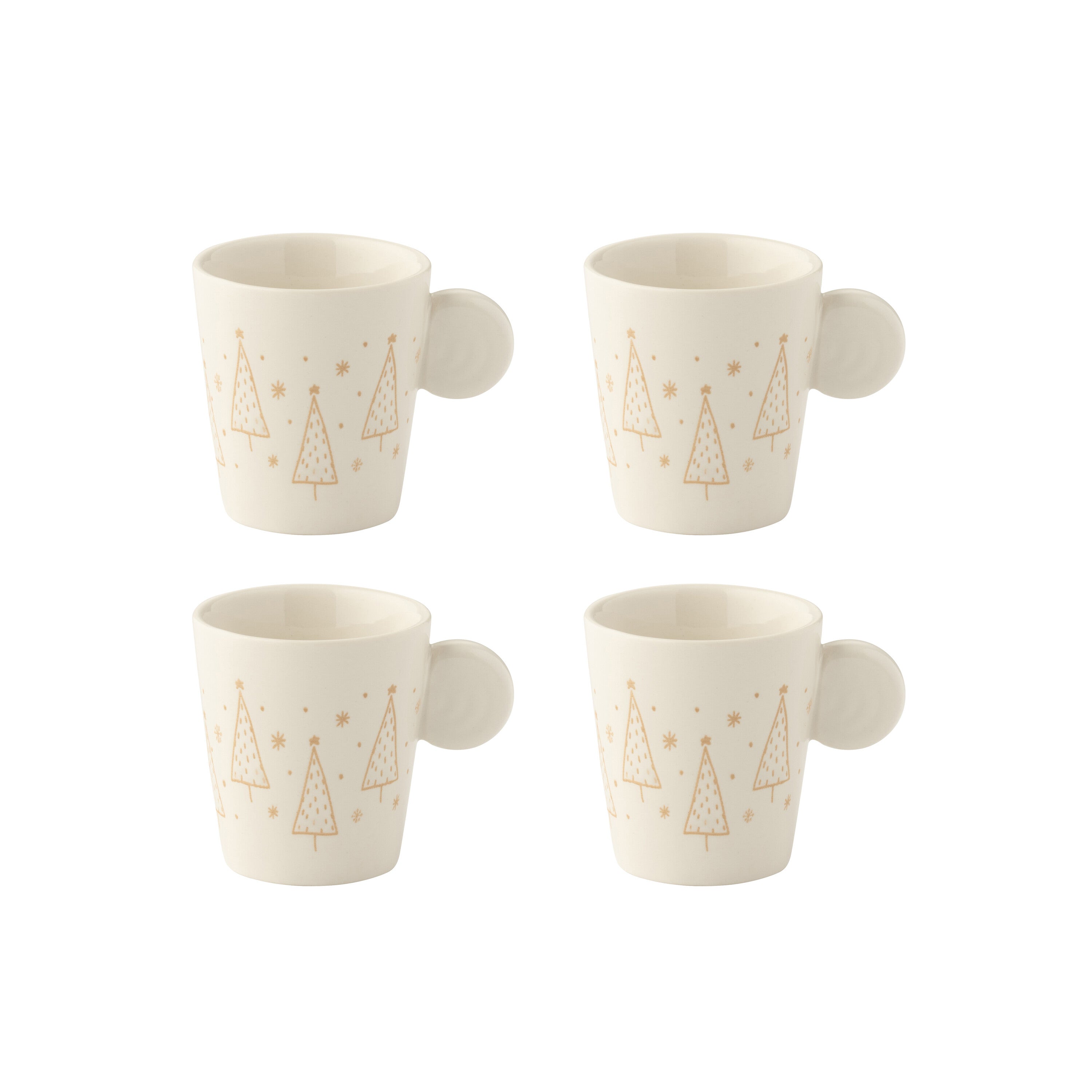 J-Line kopje Kerstmis - keramiek - wit - doos van 4
