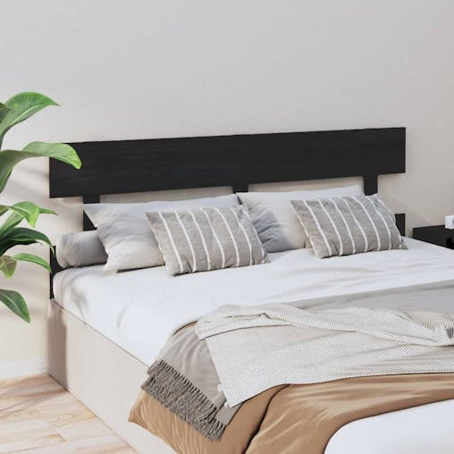 NNEVL Bed Headboard Black 154x3x81 cm Solid Wood Pine