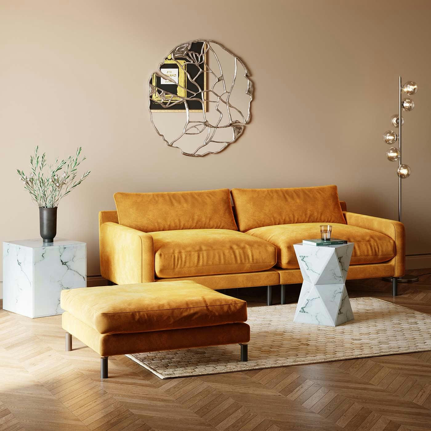 DISCOVERY - Repose-pieds Discovery velours ocre Kare Design