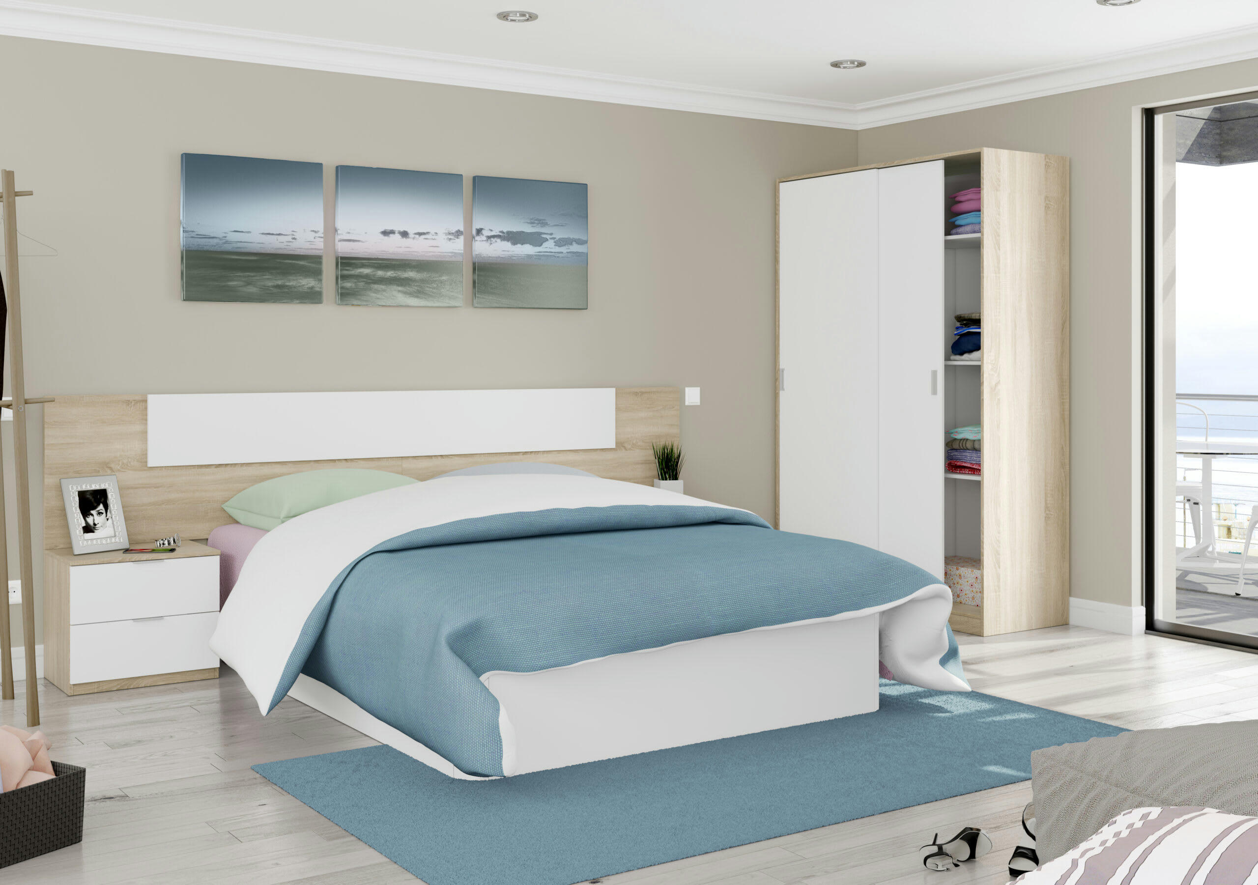 NOON PLUS - Armoire 2 portes coulissantes L120 x H200cm