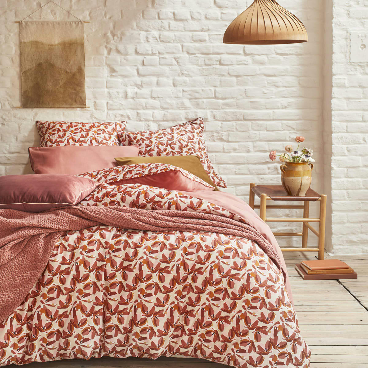 ALLEGORIA - Housse de couette en percale de coton rouge 240x220