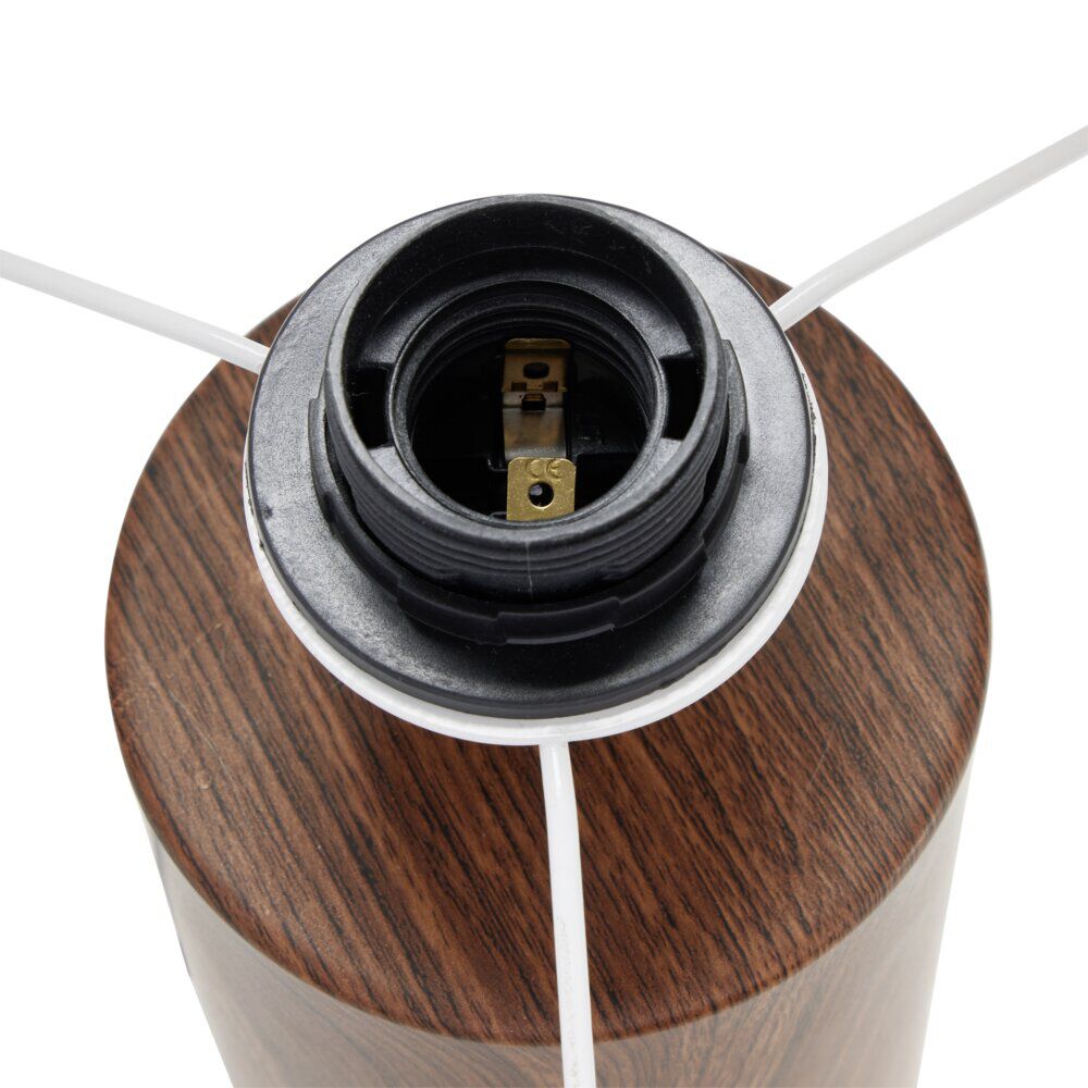 Lampe à poser base céramique effet bois abat-jour blanc Ø24xH37cm