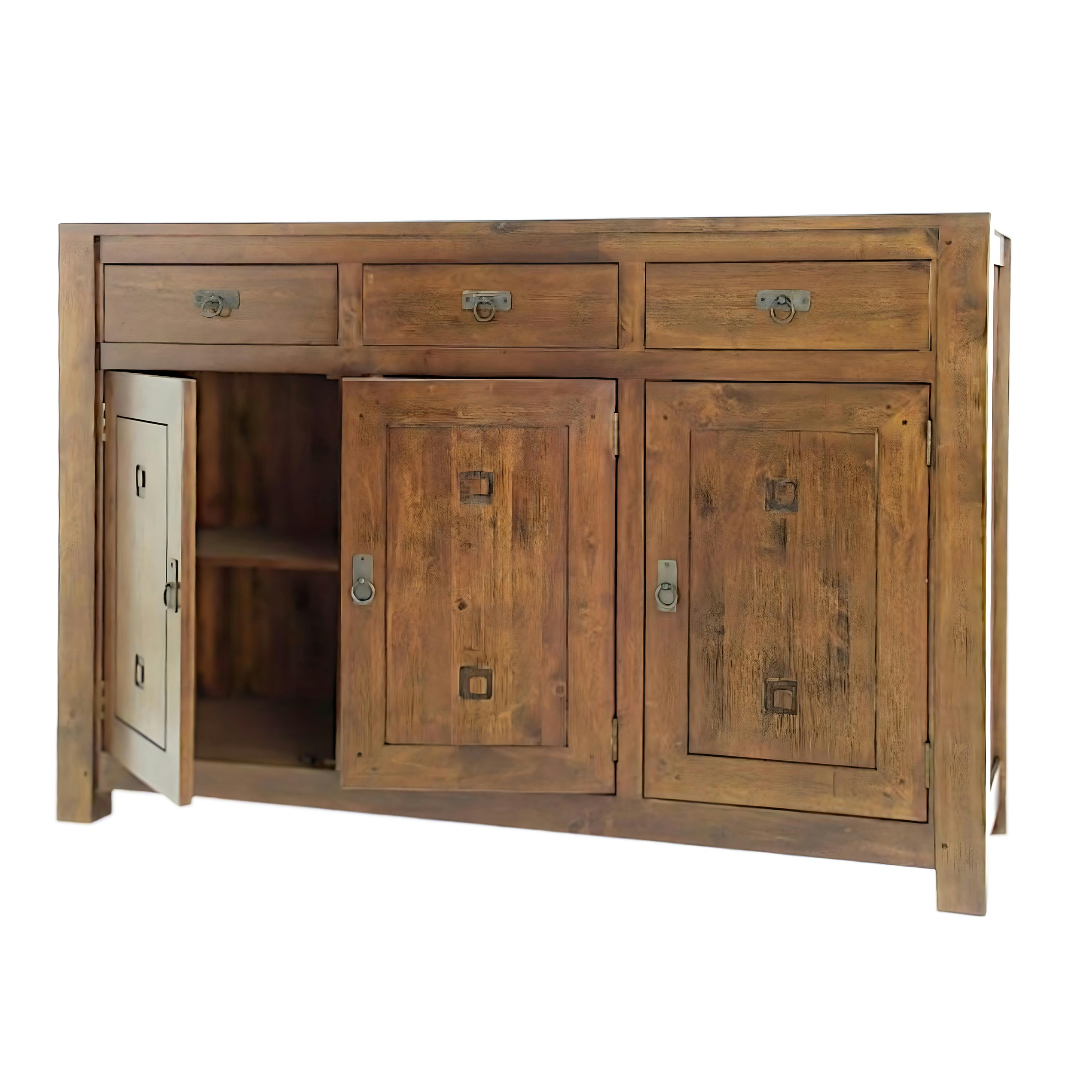 Buffet 3 portes hévéa 150x50x100cm TESSA