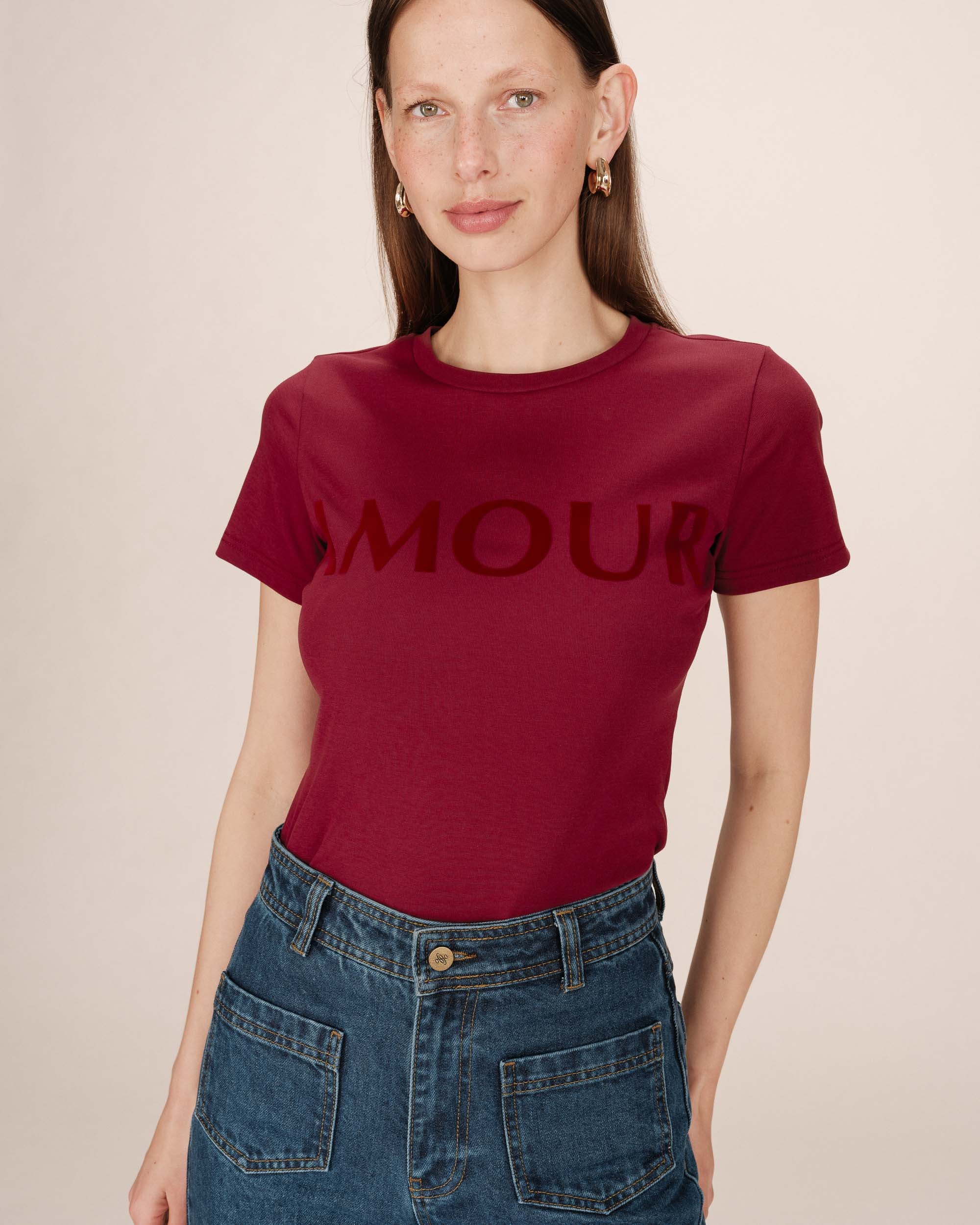 T-shirt a message bordeaux Sixte