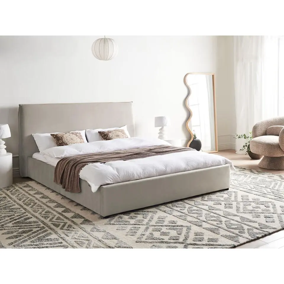 LAVAUR - Tweeperoonsbed - Taupe - 160 x 200 cm - Fluweel