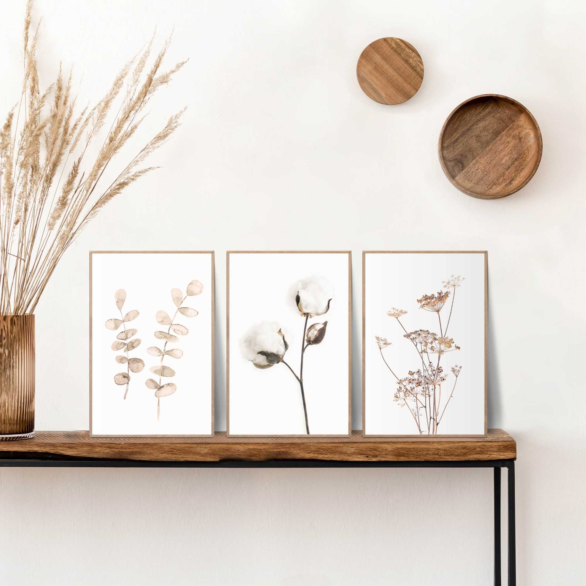 Reinders - Soft Branches - Schilderijen set 3x 30x20cm Hout