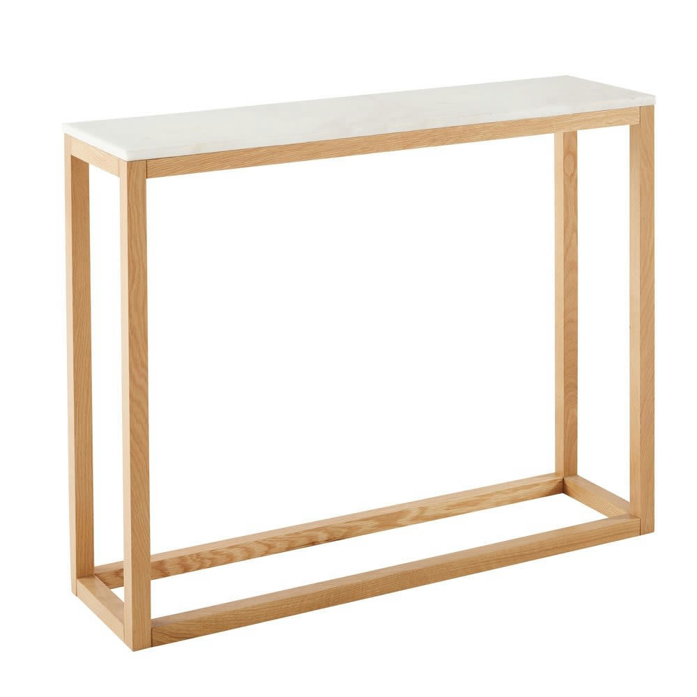 Marlow - Console en marbre blanc et chêne massif